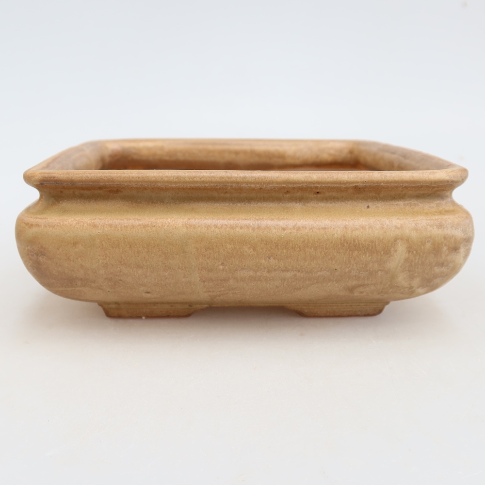 Pot à bonsaï en céramique 15,5 x 15,5 x 6 cm, couleur beige