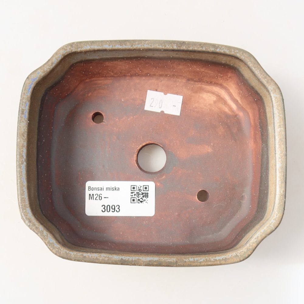 Pot à bonsaï en céramique 13,5 x 11,5 x 4 cm, couleur bleue