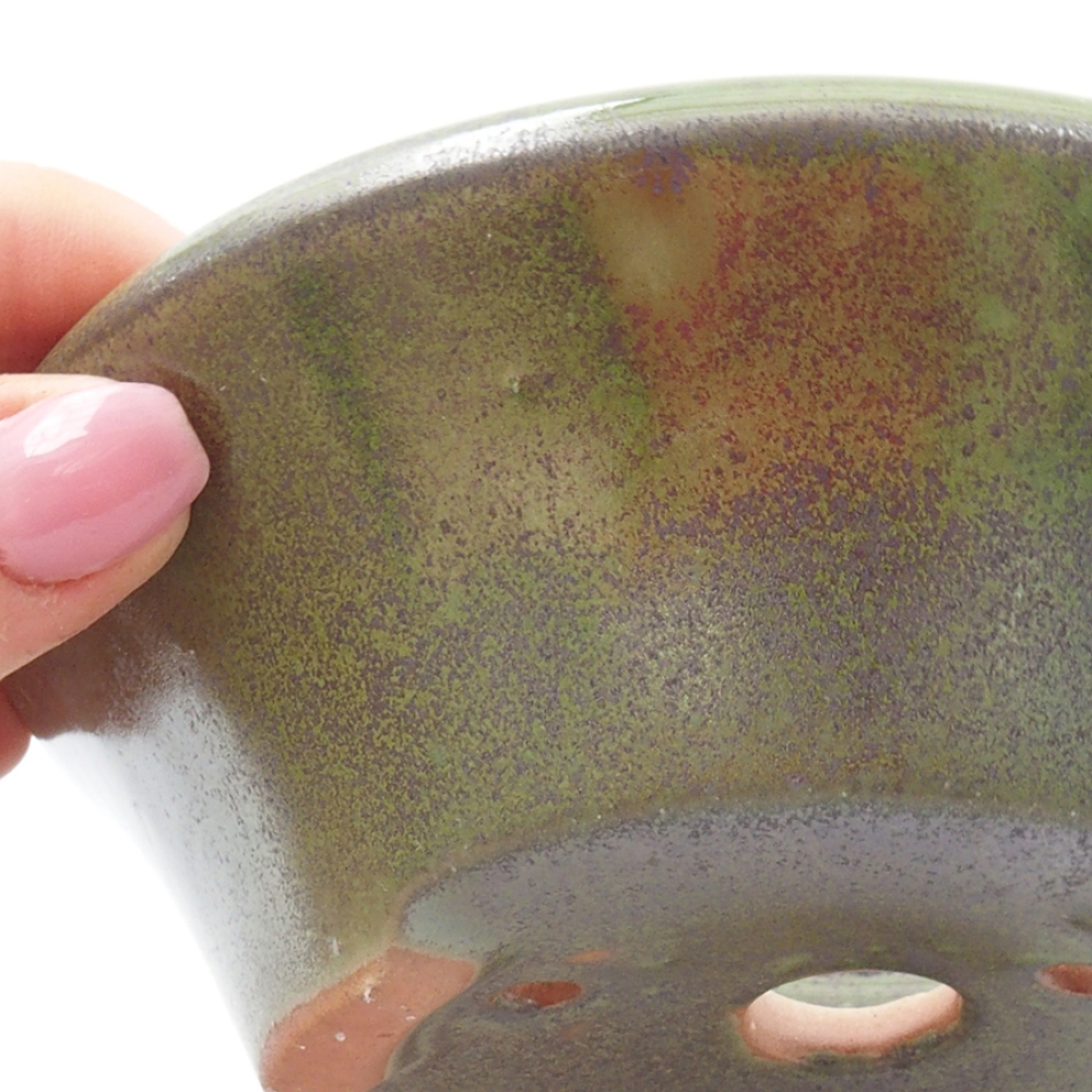 Bol à bonsaï en céramique 13,5 x 13,5 x 5 cm, vert