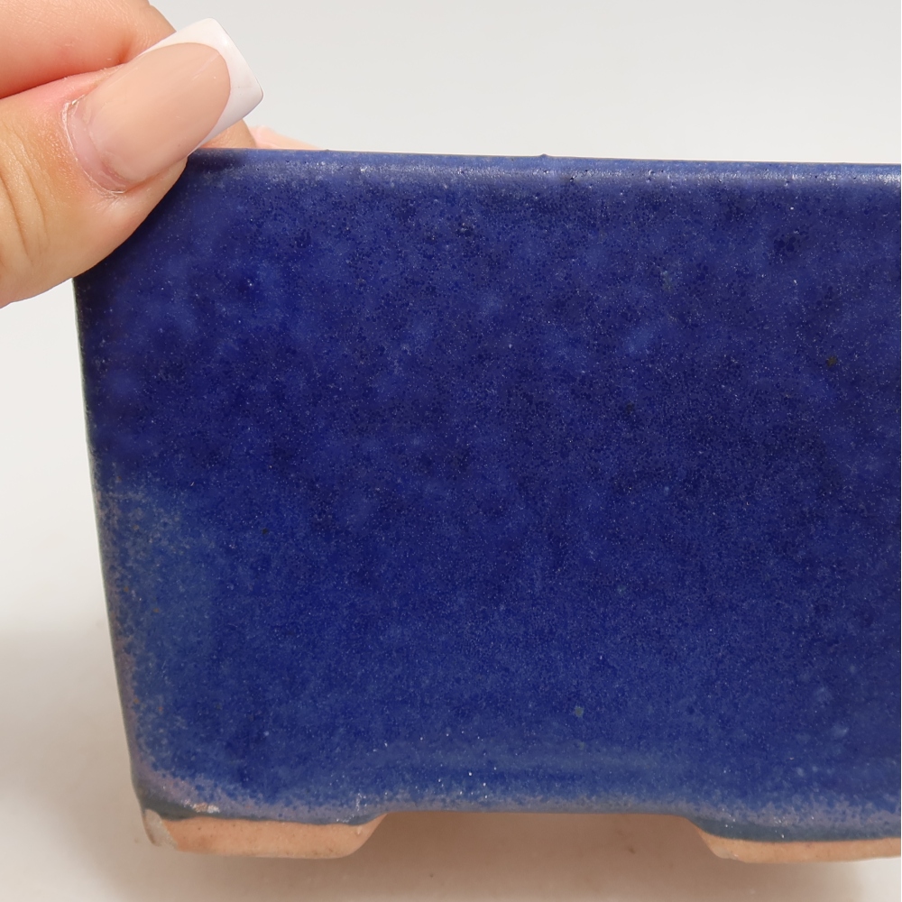 Pot à bonsaï en céramique 11 x 11 x 8,5 cm, couleur bleue