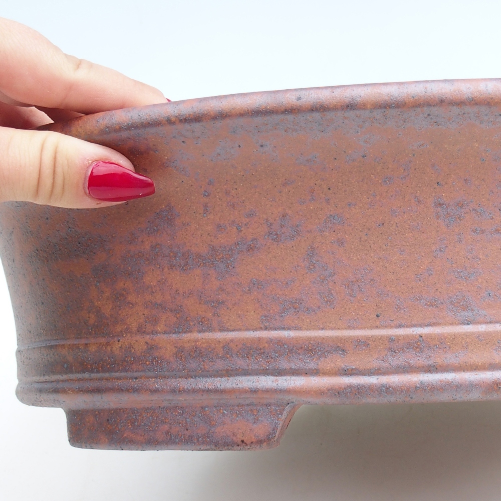 Bol à bonsaï en céramique 36,5 x 28,5 x 9 cm, couleur métal