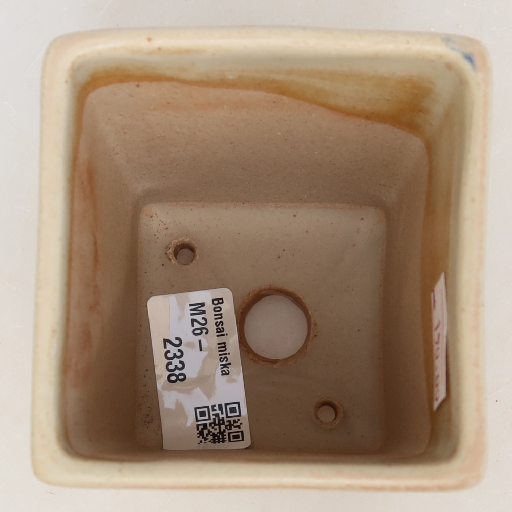 Pot à bonsaï en céramique 7,5 x 7,5 x 10 cm, couleur beige