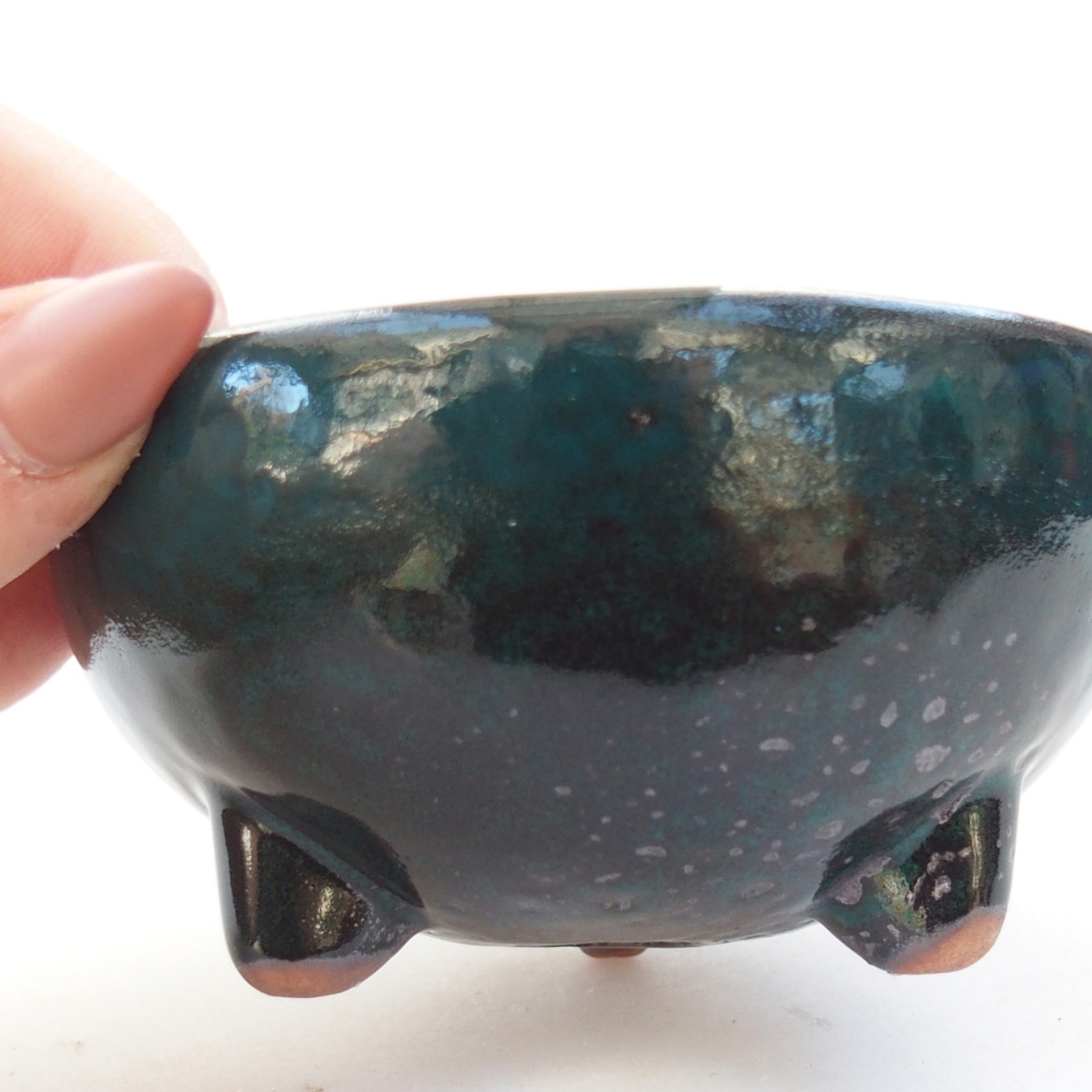 Bol à bonsaï en céramique 9,5 x 9,5 x 5 cm, vert