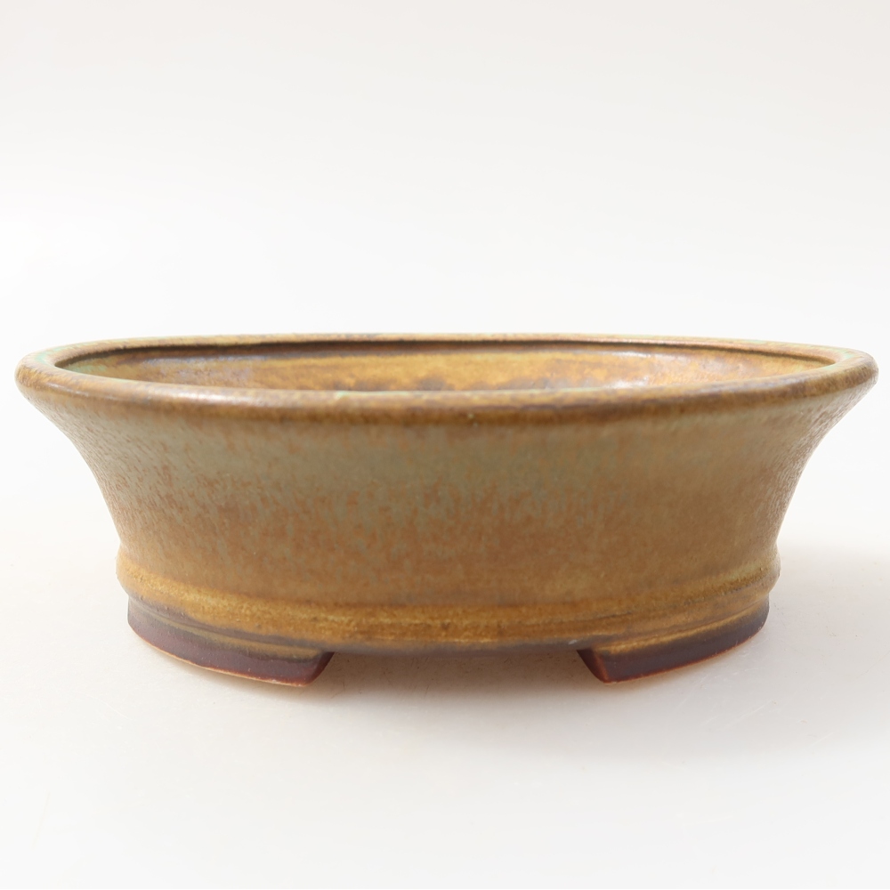 Pot à bonsaï en céramique 12,5 x 11,5 x 4 cm, couleur verte