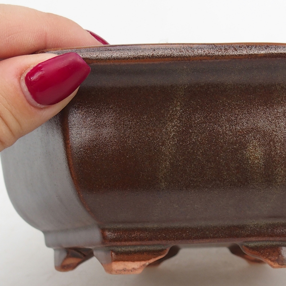 Bol à bonsaï en céramique 17 x 15 x 6 cm, brun