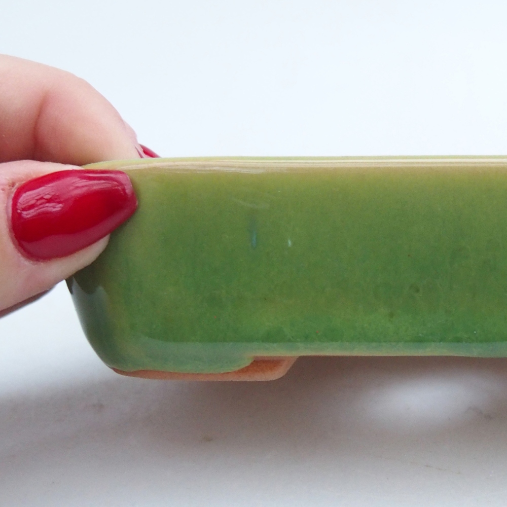 Bol à bonsaï en céramique 12 x 9 x 3 cm, vert