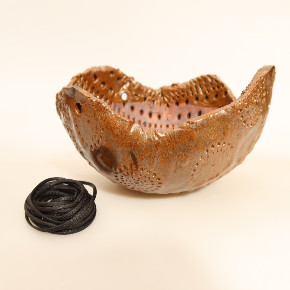 Coquille en céramique pour kokedama, 12,5 x 12 x 7,5 cm, couleur marron