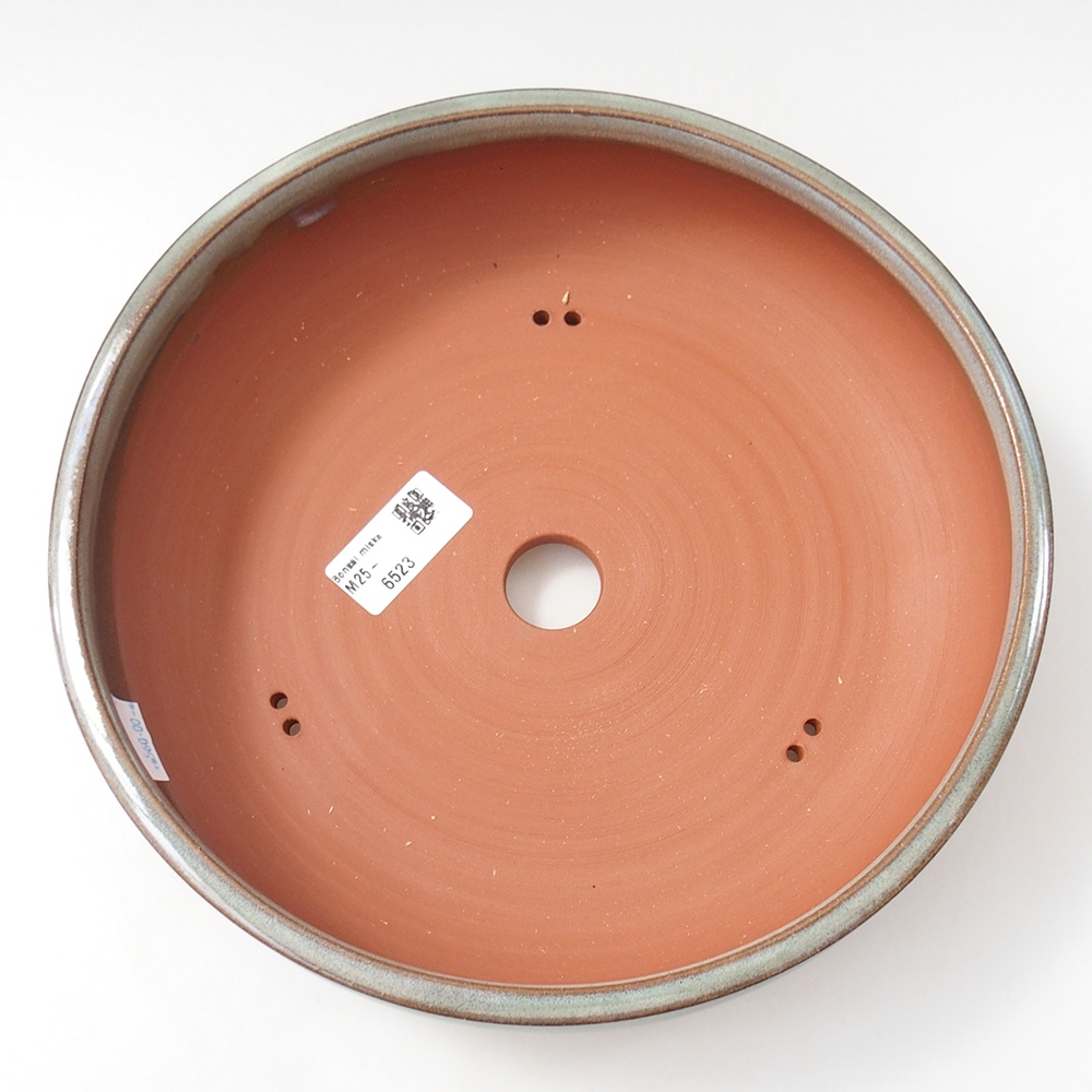 Bol à bonsaï en céramique 24,5 x 24,5 x 6,5 cm, vert