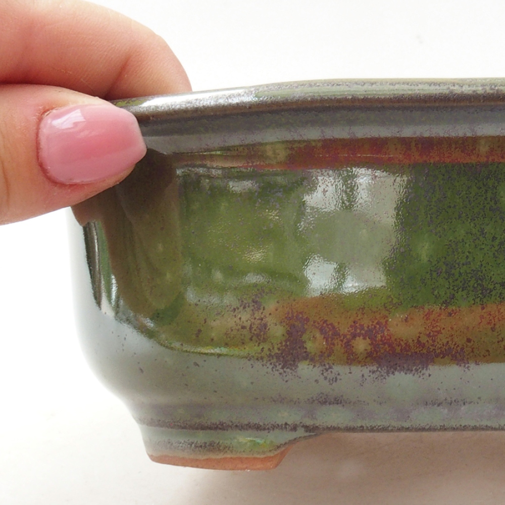 Bol à bonsaï en céramique 15,5 x 12 x 5,5 cm, vert