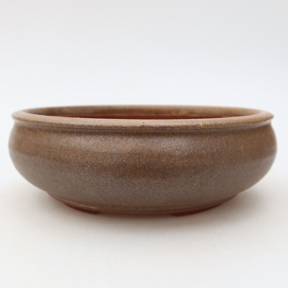 Bol à bonsaï en céramique 16,5 x 16,5 x 5,5 cm, brun