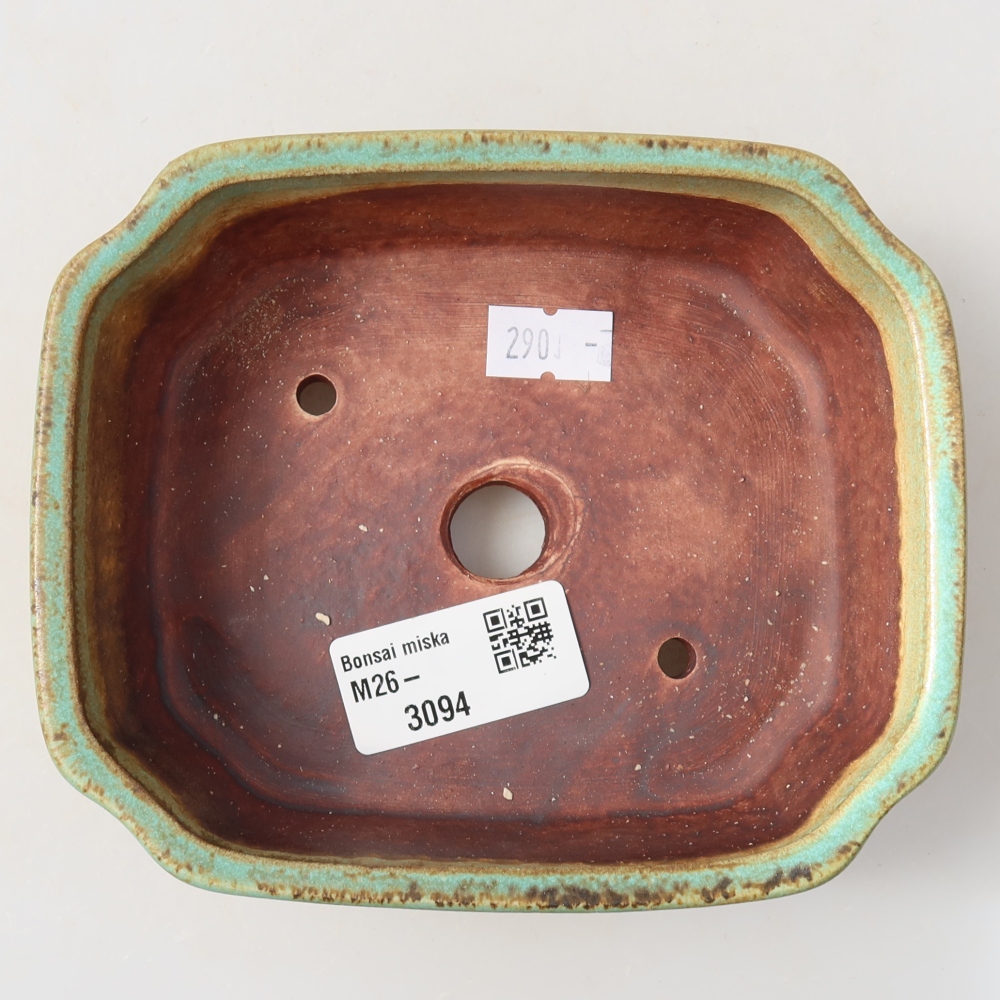 Pot à bonsaï en céramique 13,5 x 11,5 x 4 cm, couleur verte