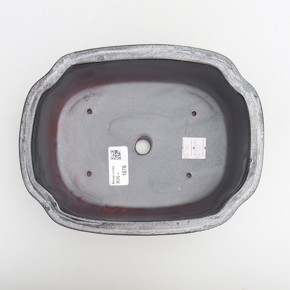 Bol à bonsaï en céramique 22 x 16,5 x 7 cm, couleur métal