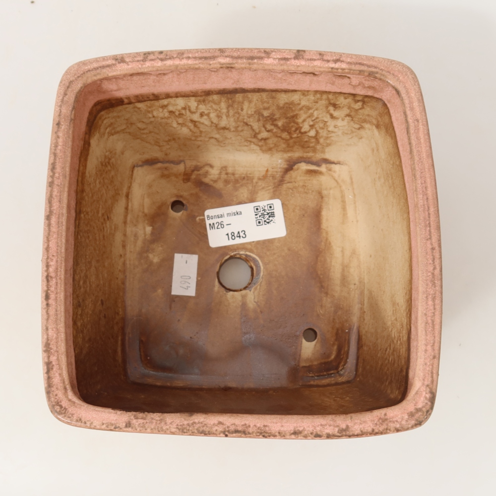 Pot à bonsaï en céramique 16 x 16 x 10 cm, couleur rose