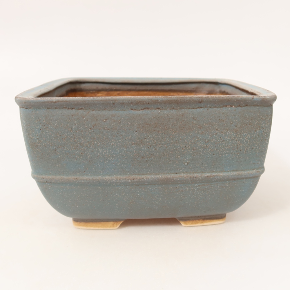 Pot à bonsaï en céramique 16,5 x 16,5 x 9,5 cm, couleur bleue