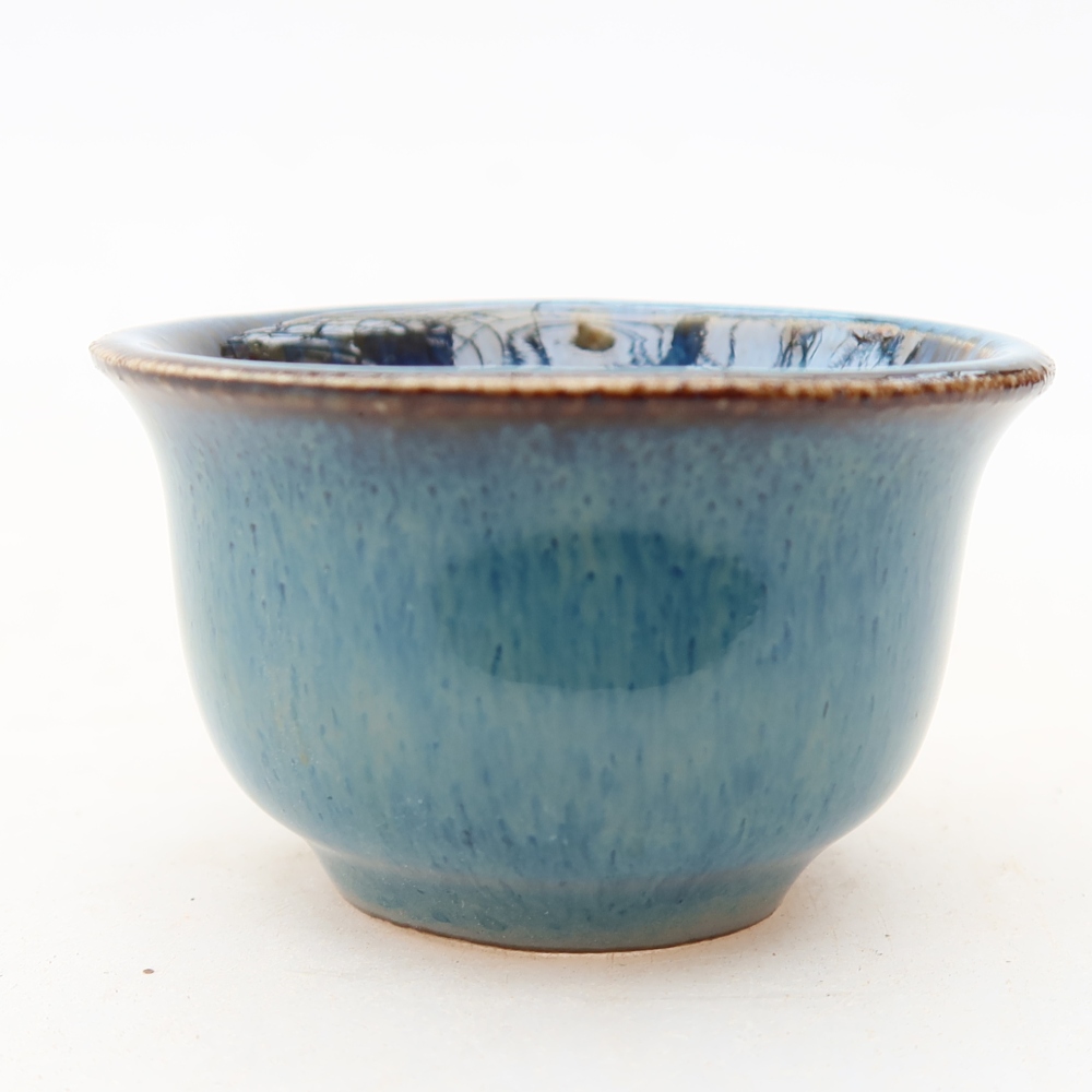Pot à bonsaï en céramique 5,5 x 5 x 3 cm, couleur bleue