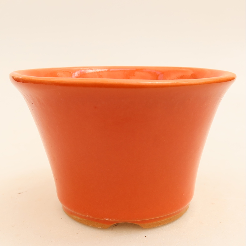 Pot à bonsaï en céramique 11 x 11 x 7 cm, couleur orange