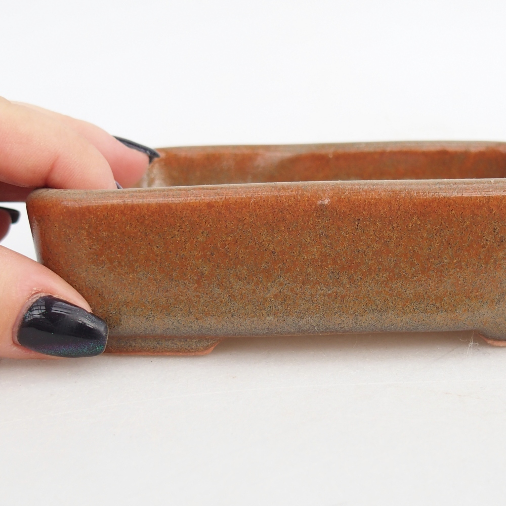 Bol à bonsaï en céramique 12,5 x 9,5 x 3,5 cm, brun