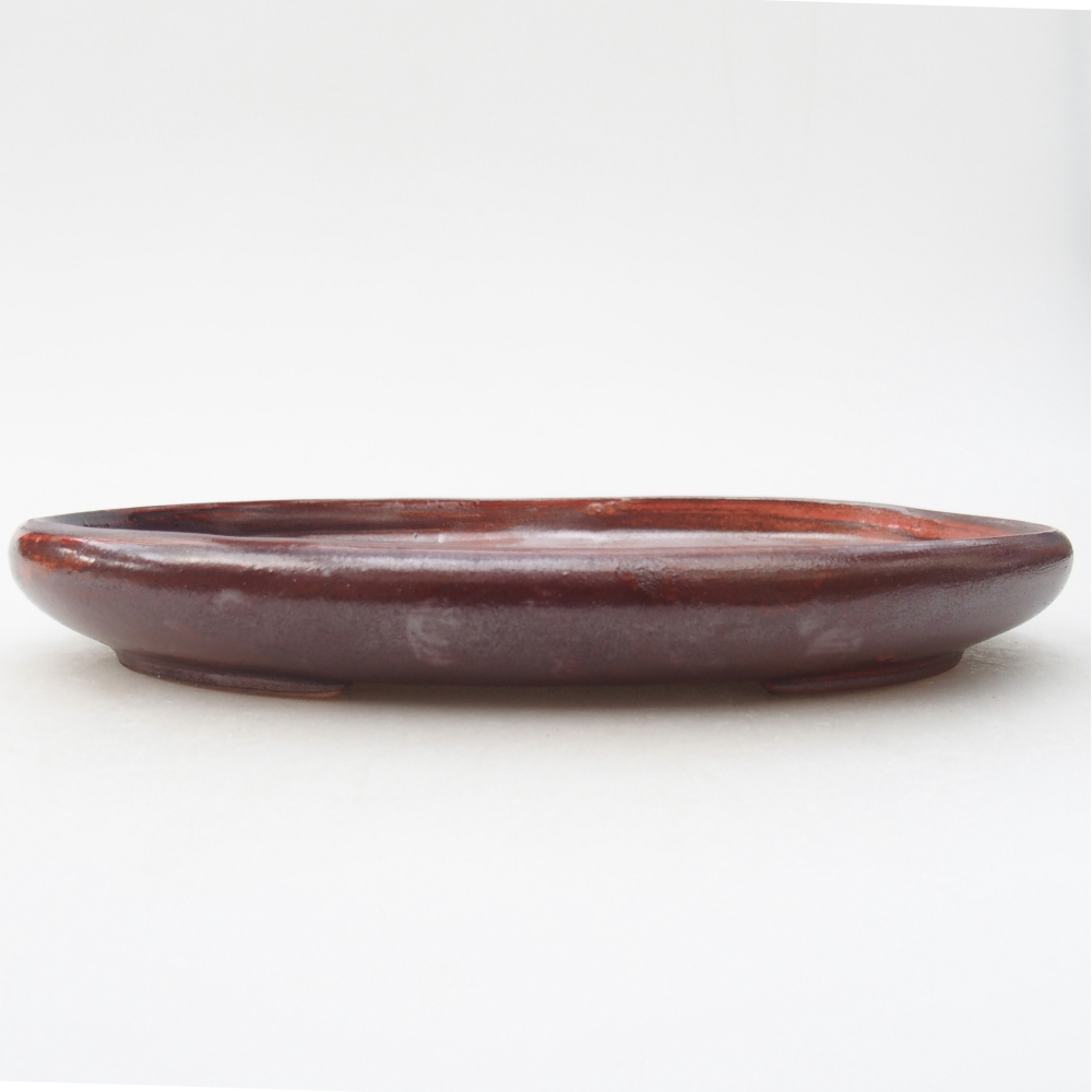 Bol à bonsaï en céramique 22,5 x 16,5 x 3 cm, couleur rouge-brun