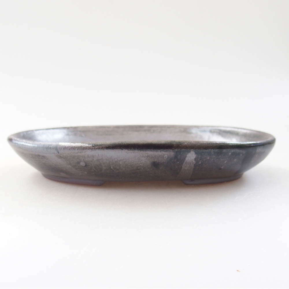 Bol à bonsaï en céramique 15,5 x 11 x 2,5 cm, vert métallique