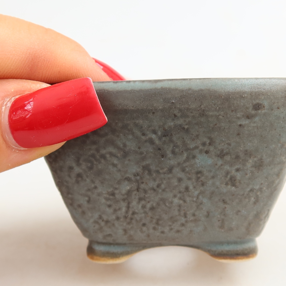 Pot à bonsaï en céramique 6 x 6 x 4 cm, couleur bleue