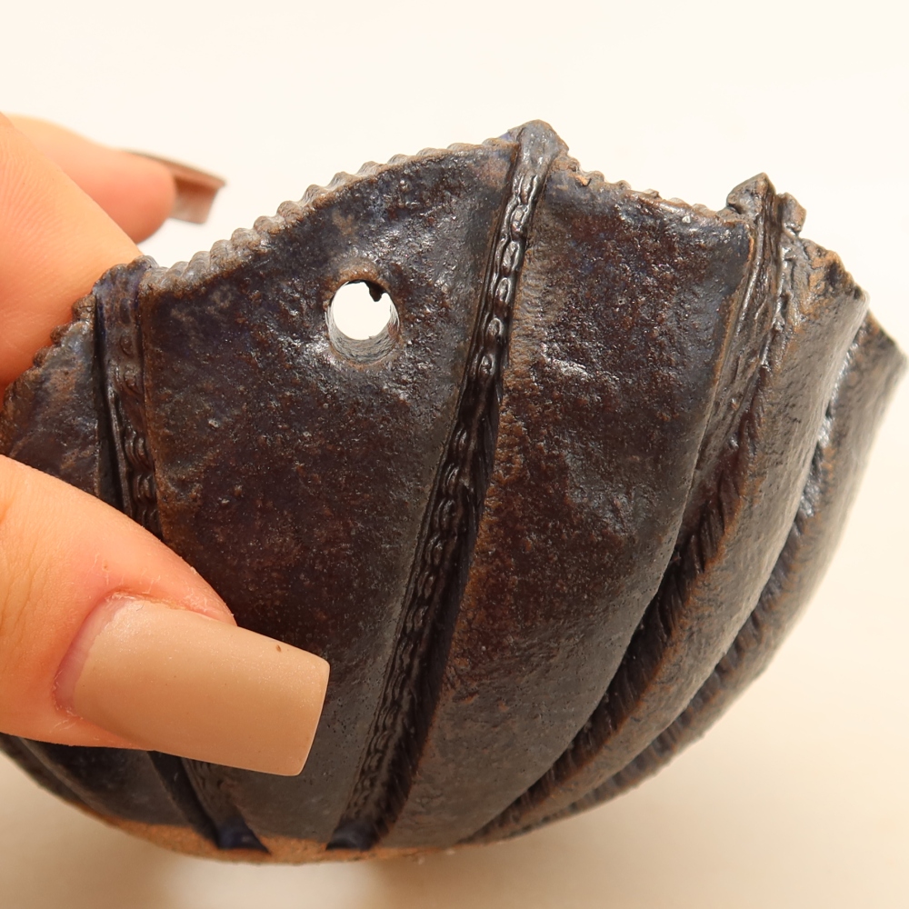 Coquille en céramique pour kokedama, 10,5 x 10 x 7 cm, couleur bleue
