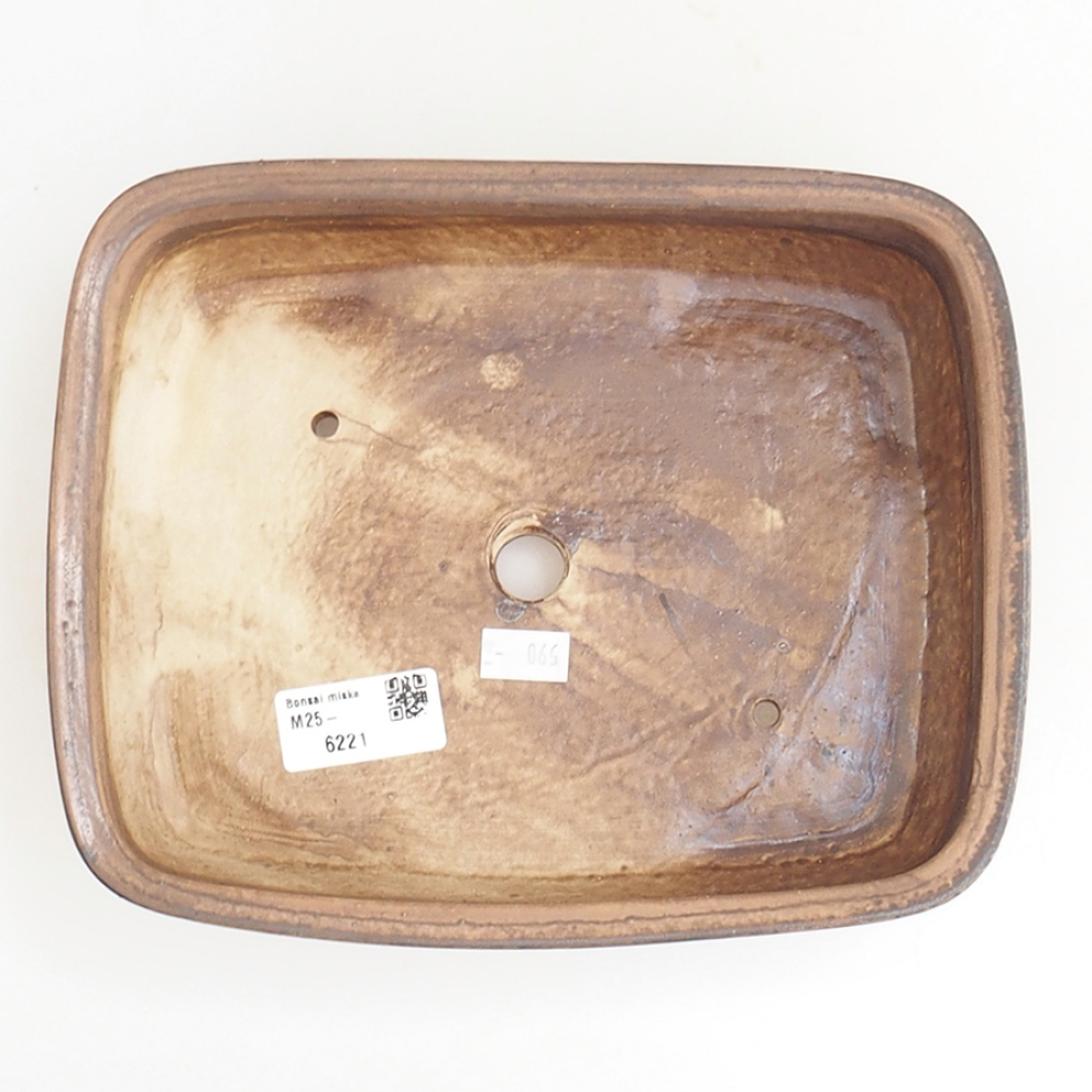 Bol à bonsaï en céramique 21,5 x 17,5 x 5,5 cm, brun