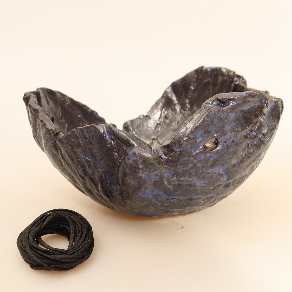 Coquille en céramique pour Kokedama 14 x 12 x 7 cm, couleur bleue