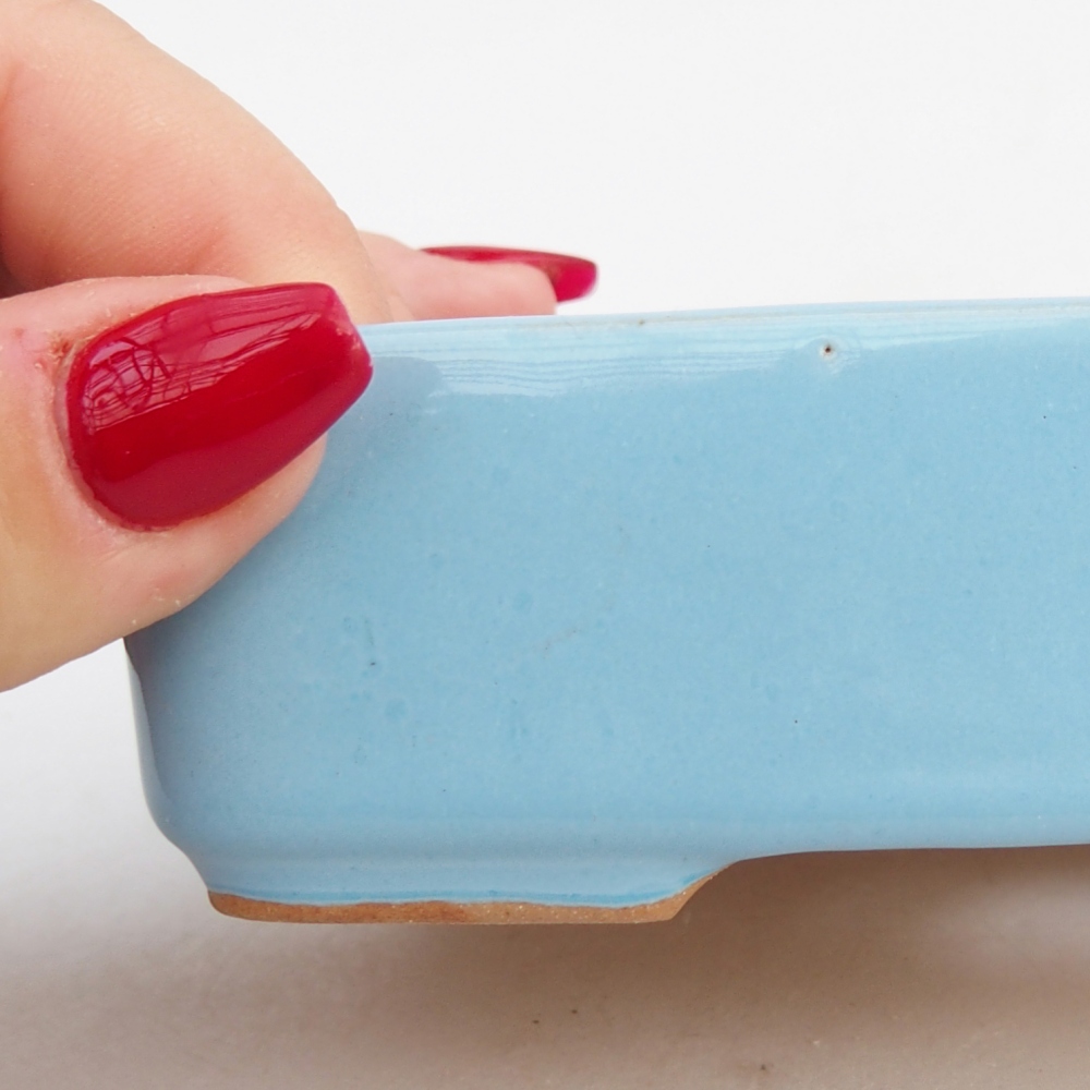Bol à bonsaï en céramique 12,5 x 9,5 x 3,5 cm, couleur bleu