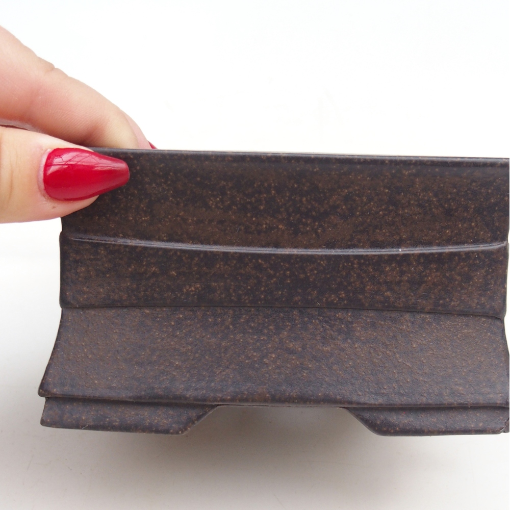 Bol à bonsaï en céramique 12 x 12 x 6,5 cm, couleur ocre brunâtre