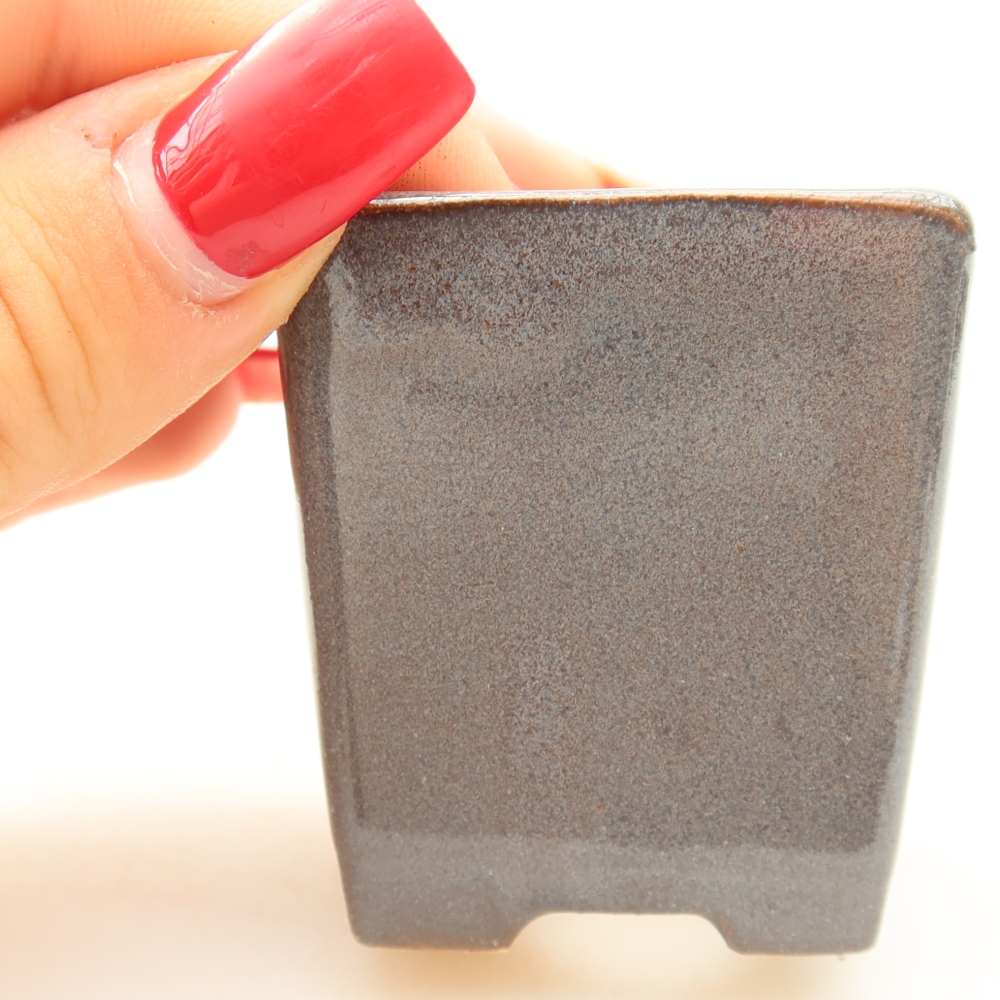 Pot à bonsaï en céramique 4,5 x 4,5 x 5 cm, couleur grise