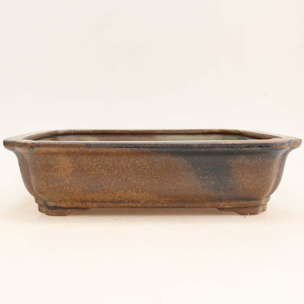 Pot à bonsaï en céramique 27,5 x 21,5 x 7 cm, couleur marron