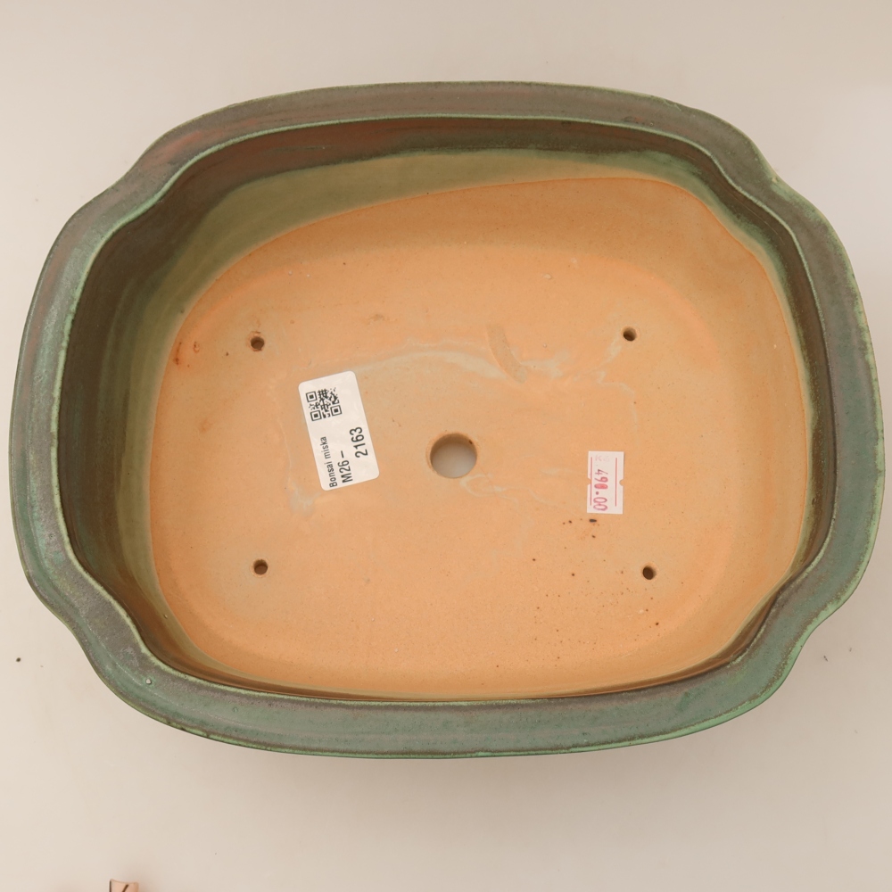 Pot à bonsaï en céramique 24,5 x 21 x 7,5 cm, couleur verte