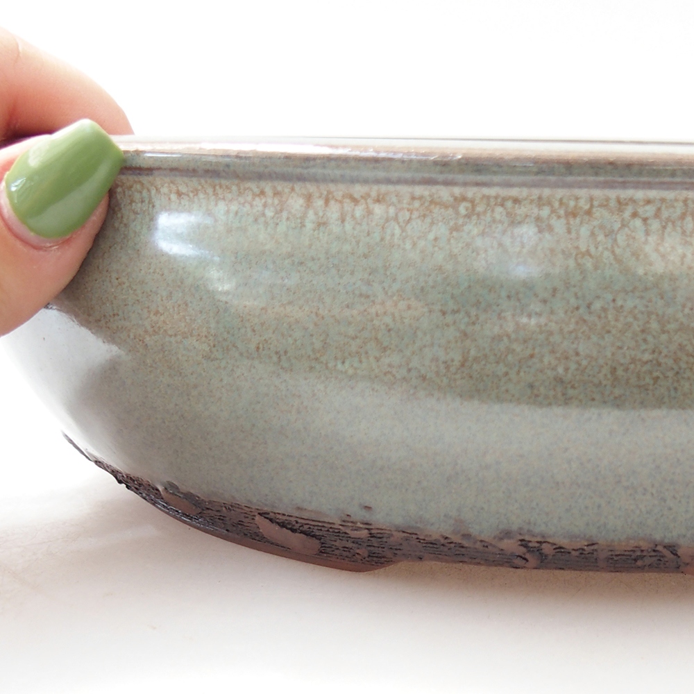 Bol à bonsaï en céramique 24,5 x 24,5 x 6,5 cm, vert