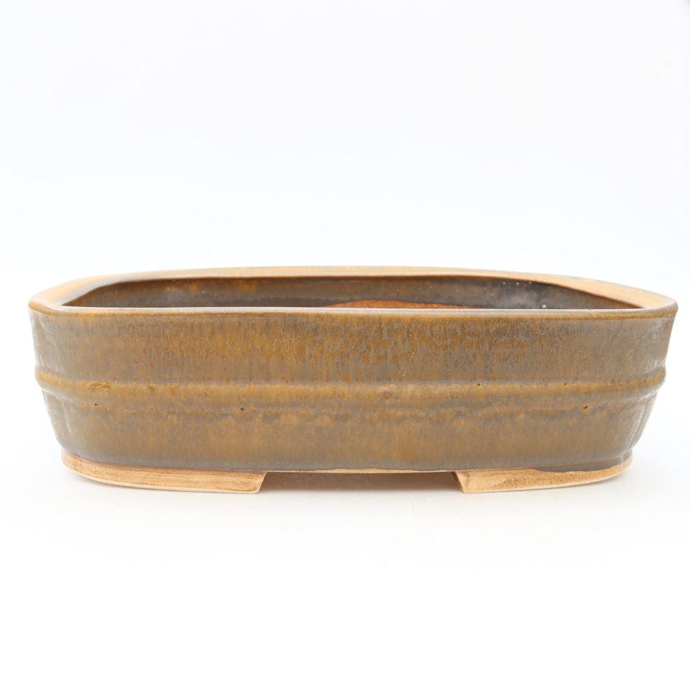 Pot à bonsaï en céramique 24,5 x 20,5 x 6,5 cm, couleur marron