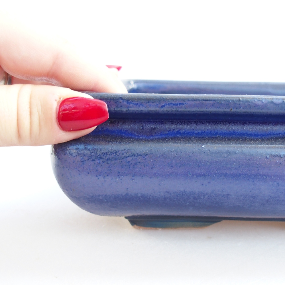Bol à bonsaï en céramique 15,5 x 15,5 x 6 cm, couleur bleu