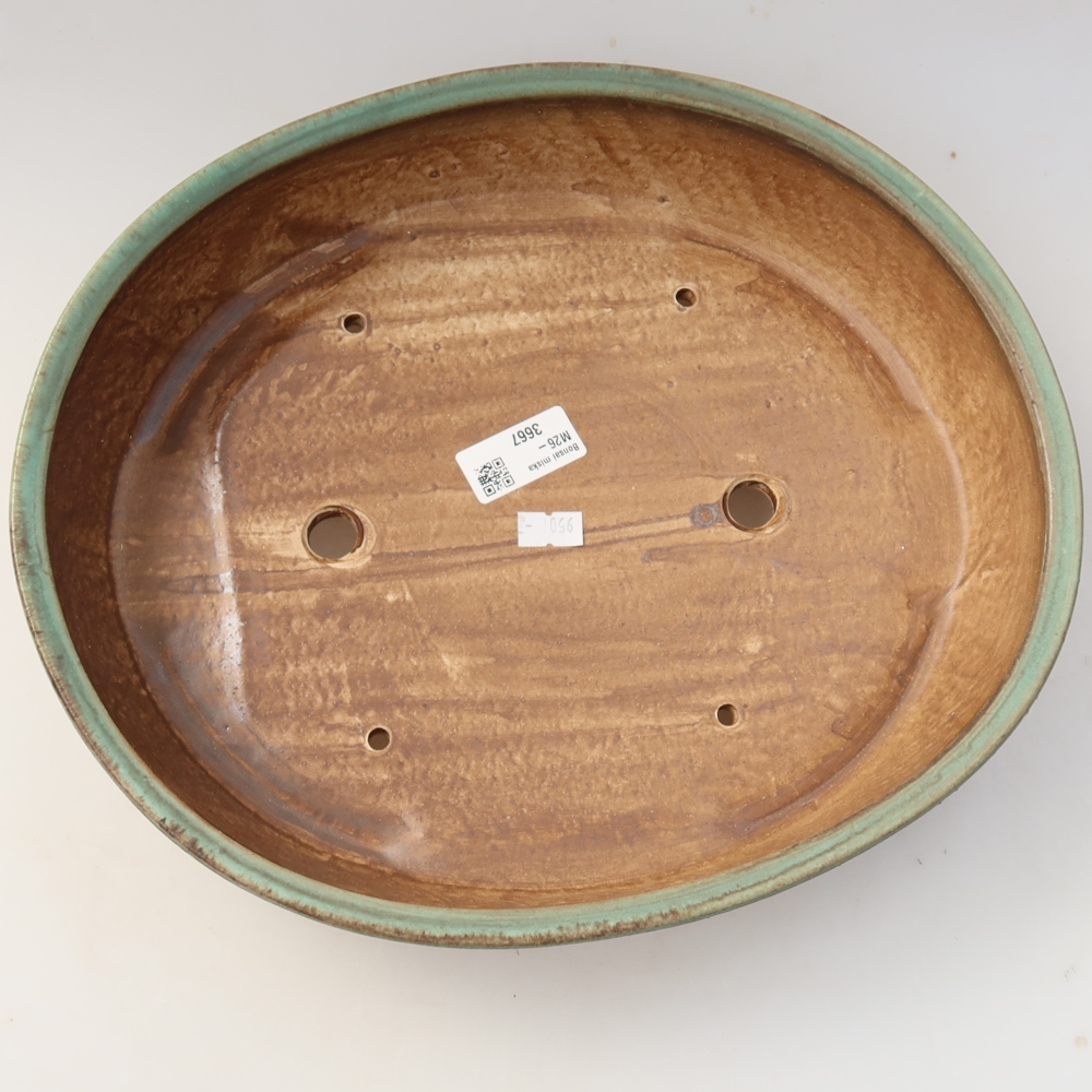 Pot à bonsaï en céramique 32 x 27,5 x 6,5 cm, couleur verte