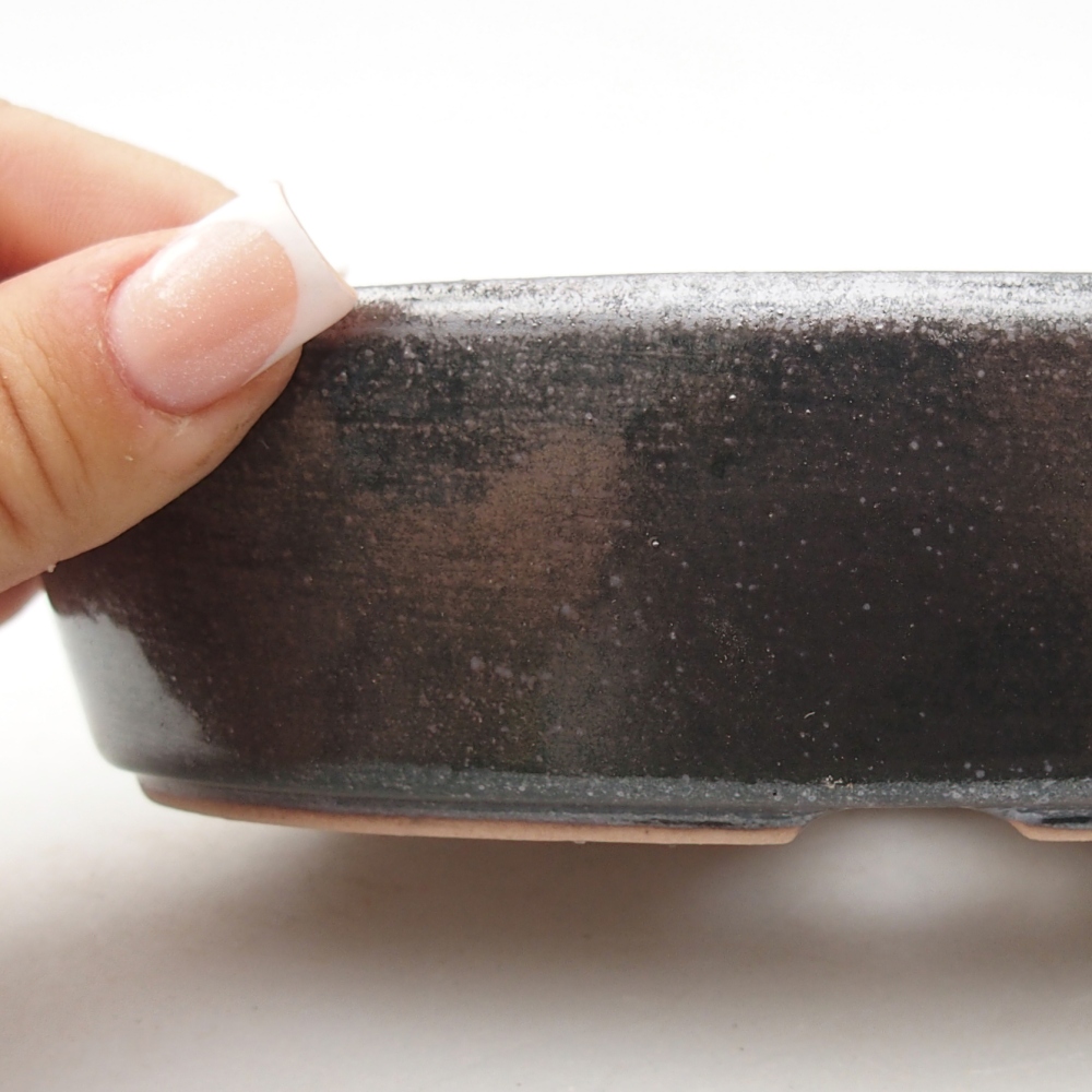 Bol à bonsaï en céramique 16,5 x 11,5 x 4,5 cm, couleur métal