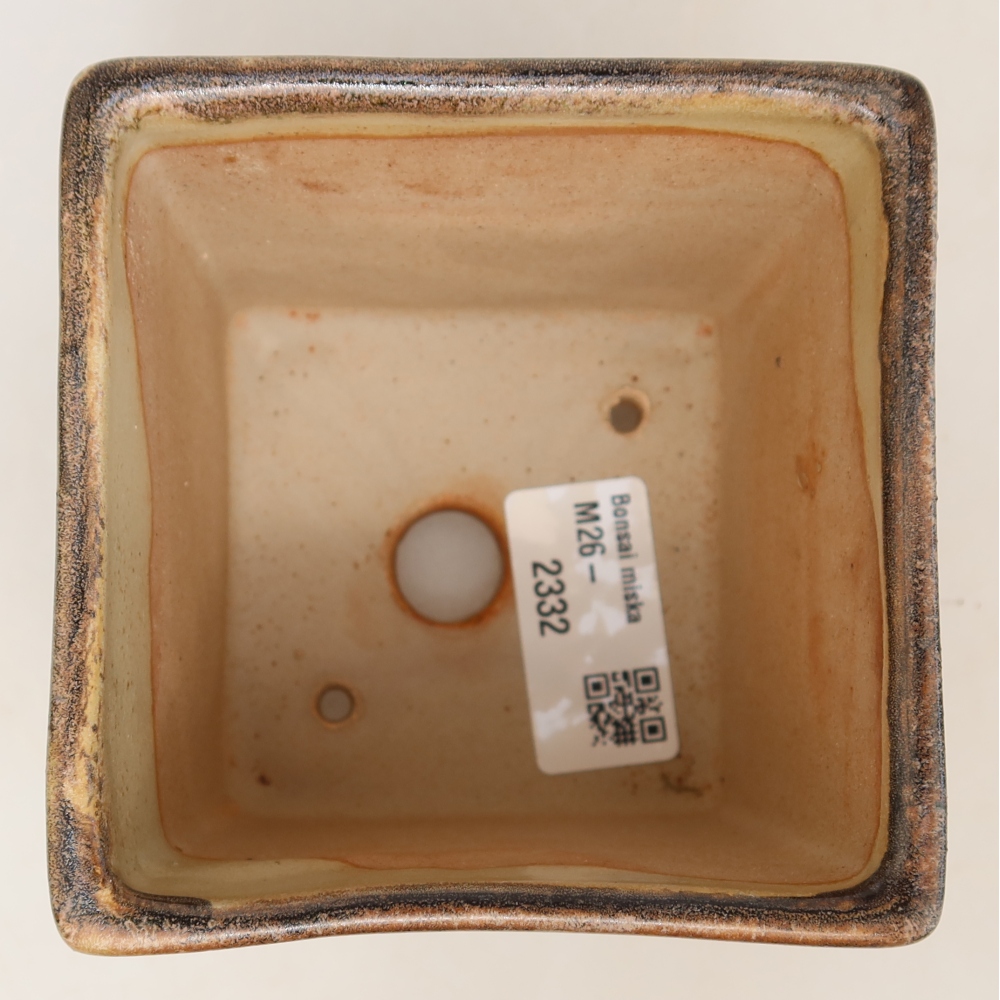 Pot à bonsaï en céramique 8,5 x 8,5 x 9 cm, couleur marron