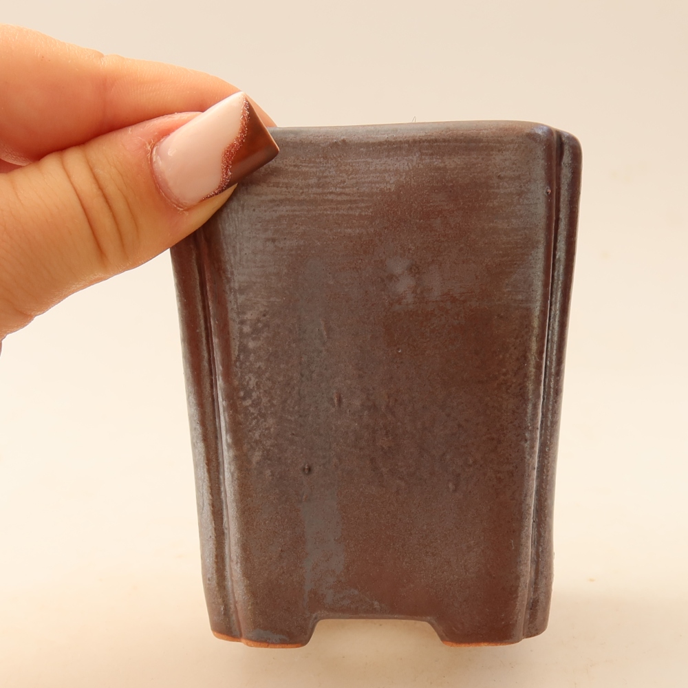 Pot à bonsaï en céramique 7 x 7 x 8,5 cm, couleur métallique