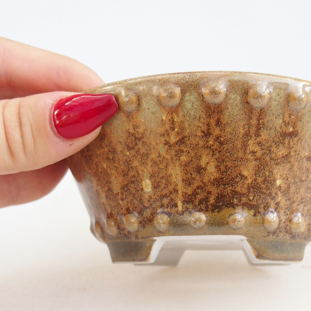 Bol à bonsaï en céramique 10,5 x 10,5 x 5 cm, brun