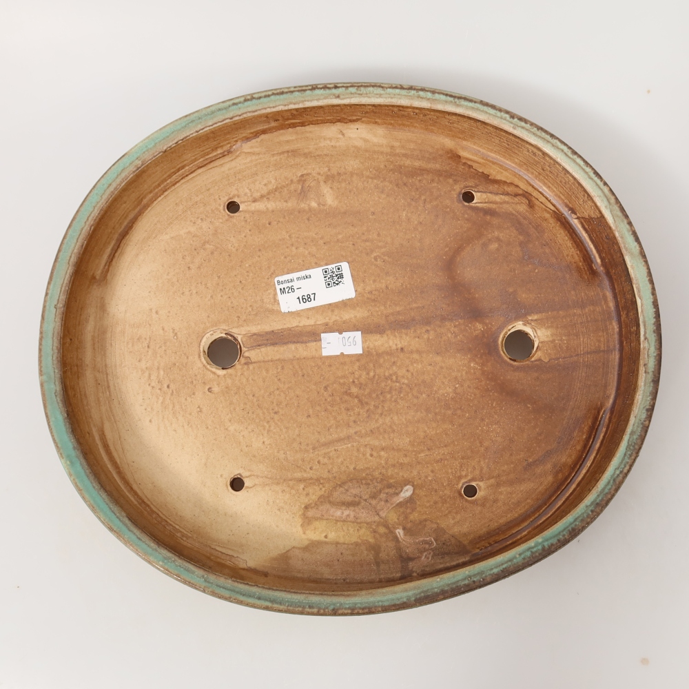 Pot à bonsaï en céramique 30,5 x 26,5 x 4 cm, couleur verte