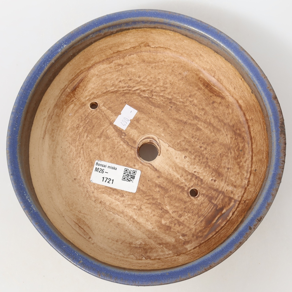 Pot à bonsaï en céramique 21,5 x 21,5 x 6 cm, couleur bleue