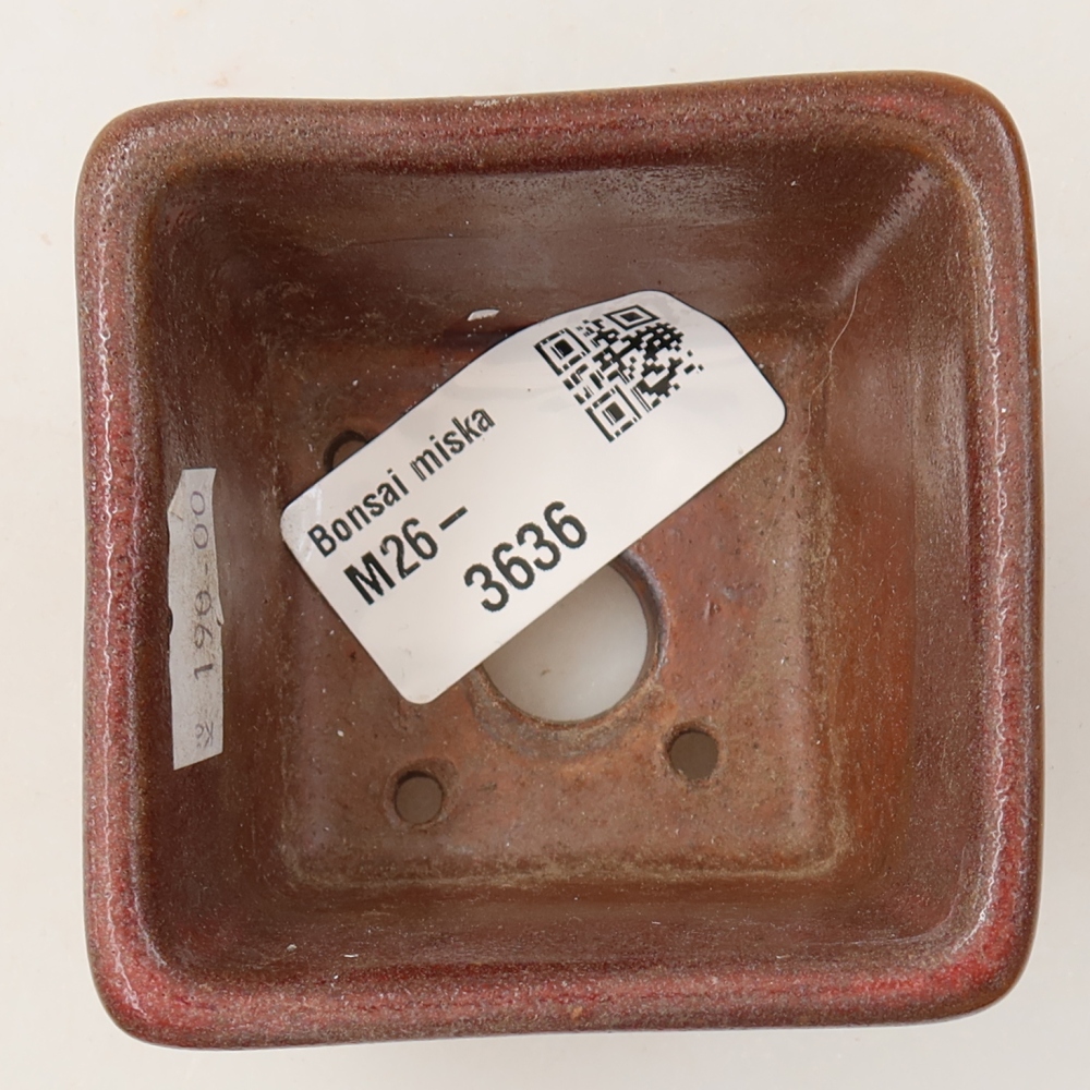 Pot à bonsaï en céramique 6,5 x 6,5 x 5 cm, couleur marron
