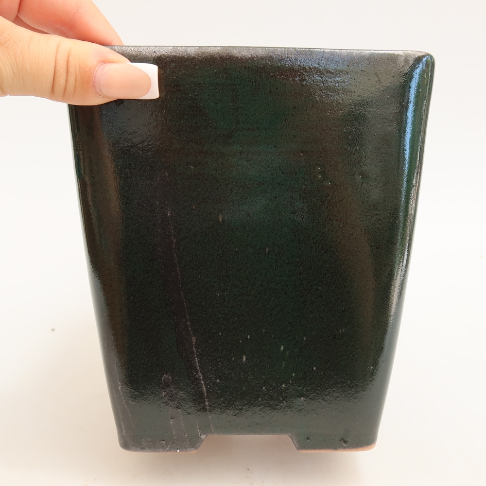 Bol à bonsaï en céramique 13,5 x 13,5 x 15 cm, vert