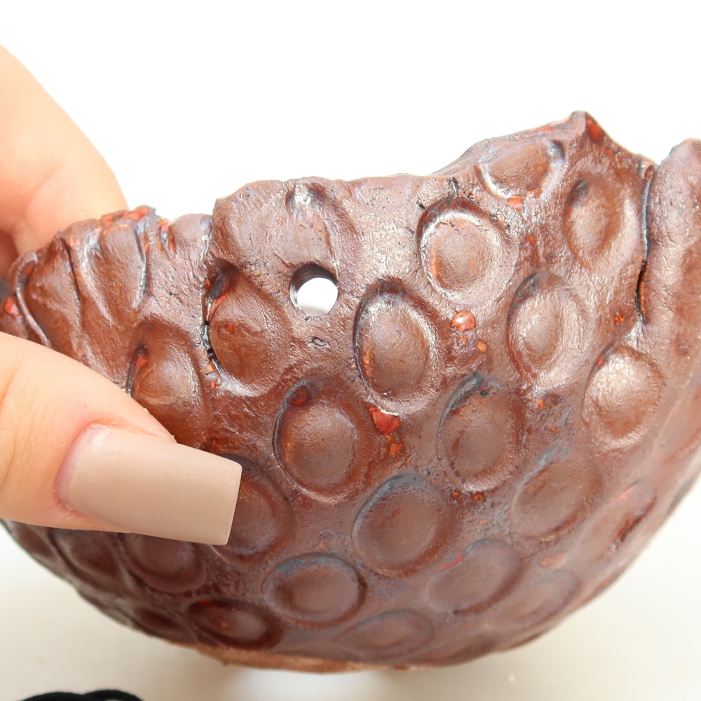 Coquille en céramique pour kokedama, 13 x 12 x 7,5 cm, couleur marron