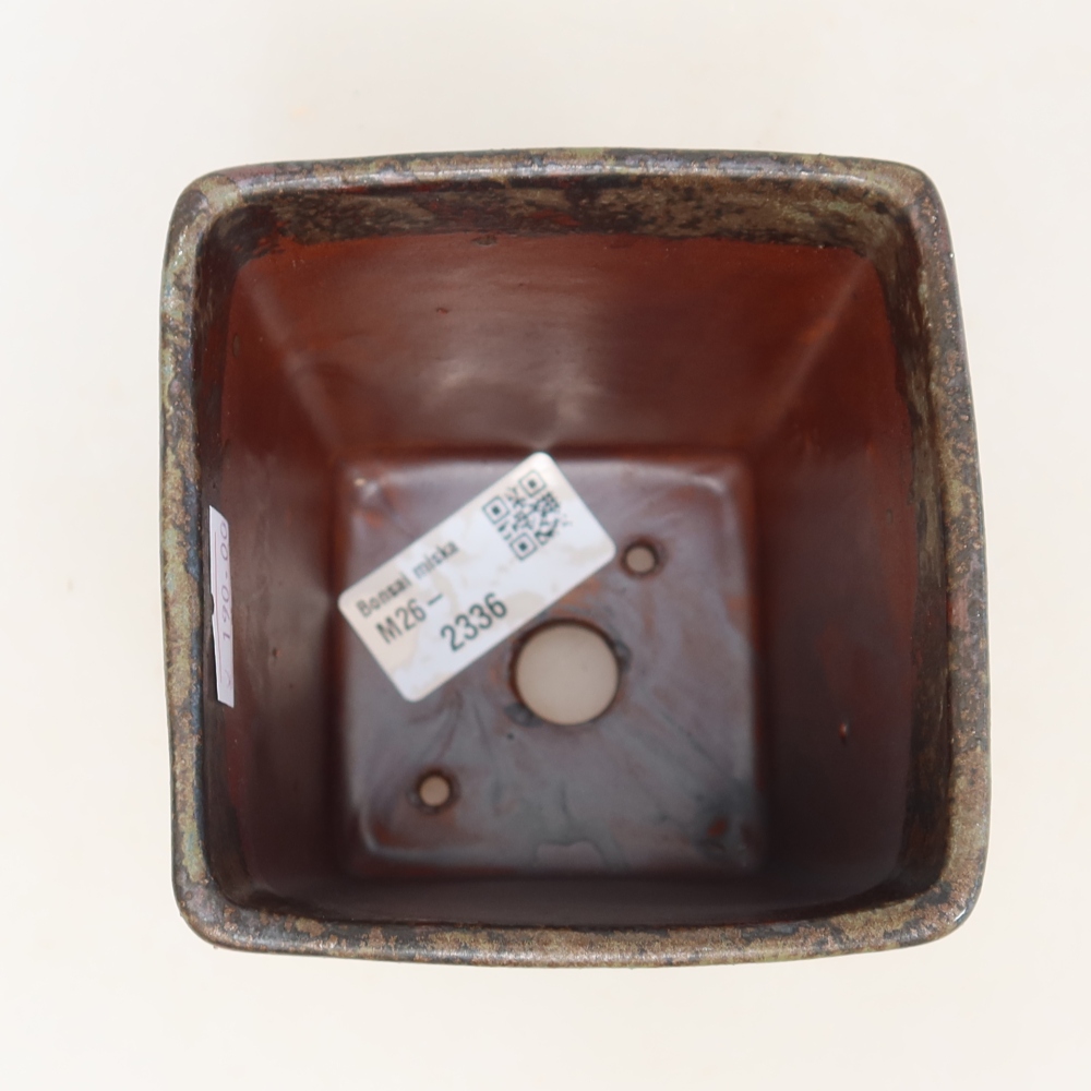 Pot à bonsaï en céramique 9 x 9 x 11,5 cm, couleur marron