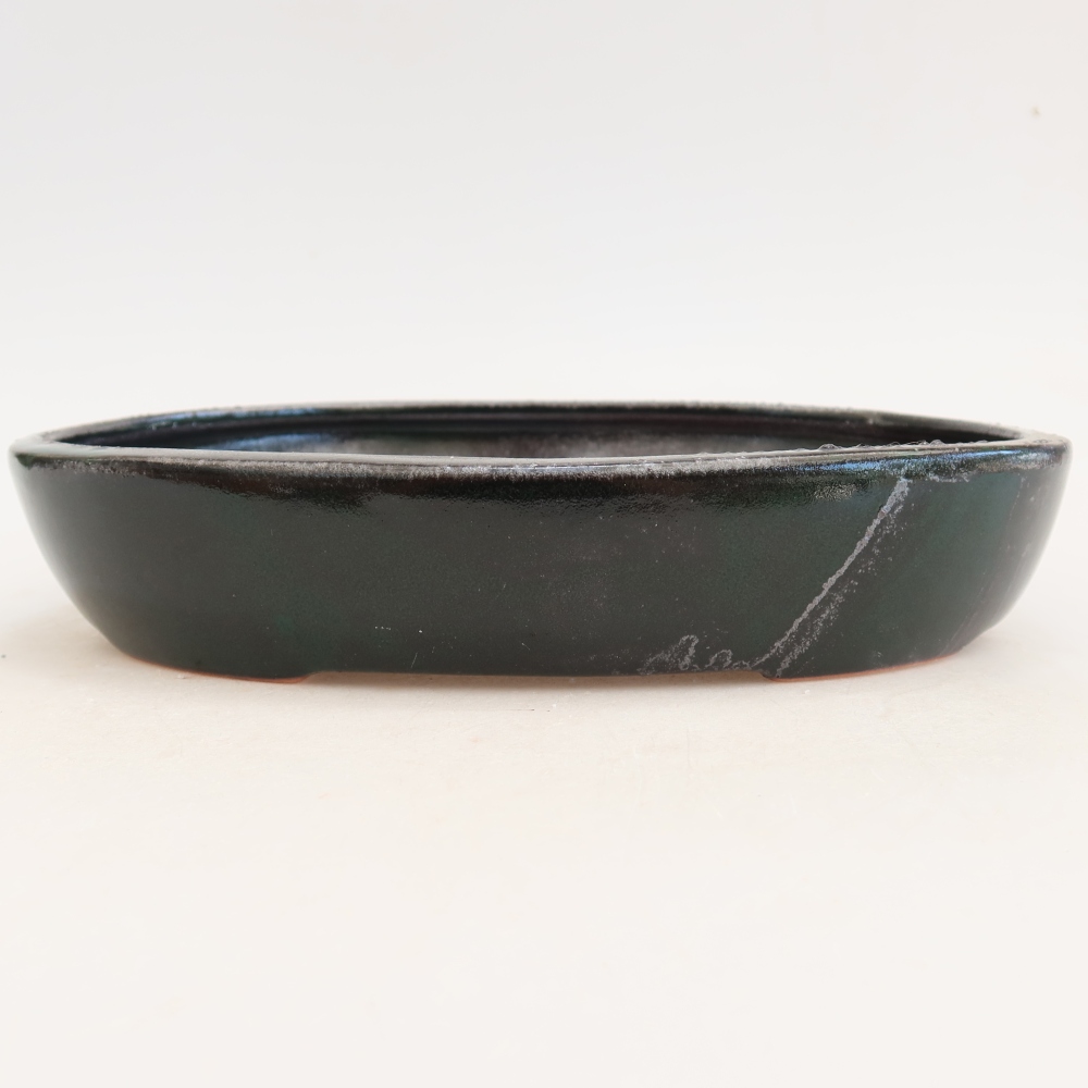 Pot à bonsaï en céramique 22 x 17 x 4 cm, couleur verte