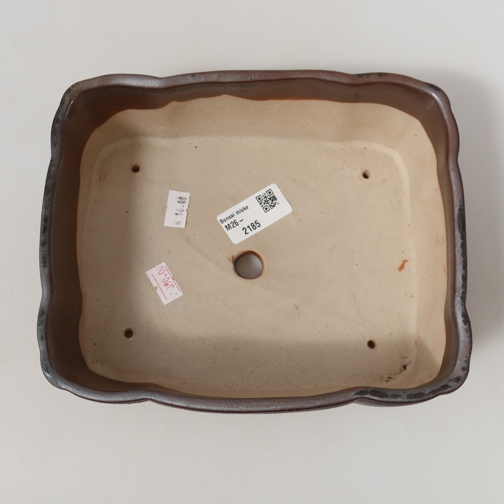 Pot à bonsaï en céramique 20,5 x 17,5 x 7 cm, couleur métallique
