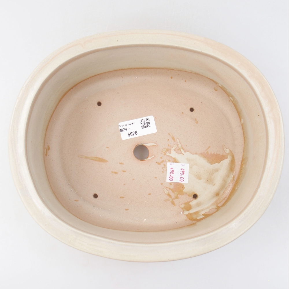 Bol à bonsaï en céramique 26 x 22 x 8 cm, couleur beige