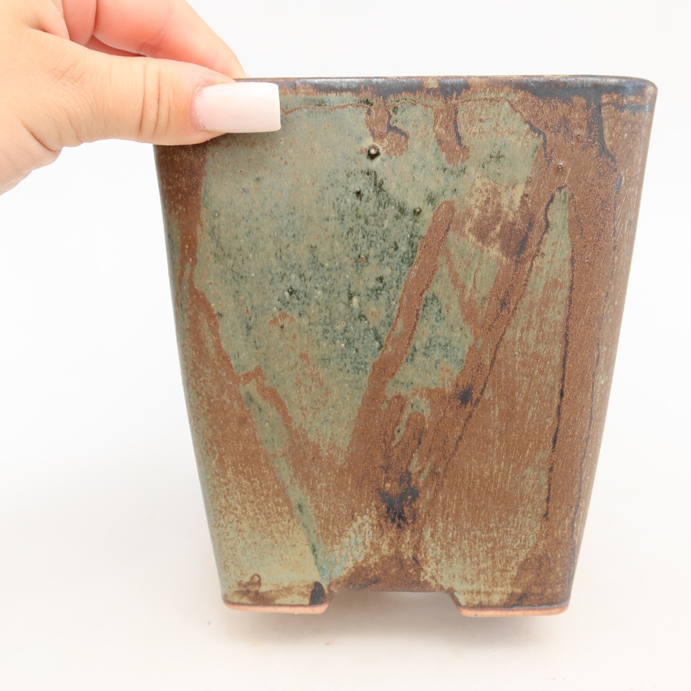 Bol à bonsaï en céramique 14 x 14 x 15 cm, brun